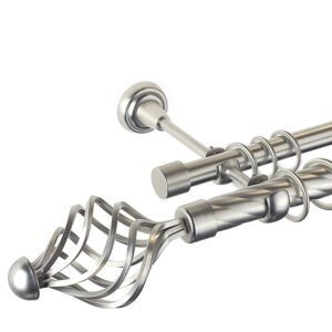 Navona – set galerie metalica dubla , teava Twister,  Crom Mat, 25/19 mm