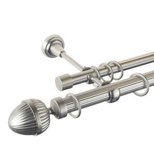 Odeon – set galerie metalica dubla , teava striata, Crom Mat, 25/19 mm