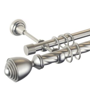 Palacio – set galerie metalica dubla, teava Twister, Crom Mat  25/19 mm