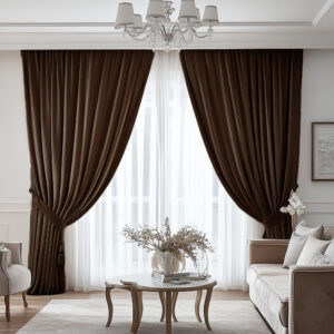 Draperie de Catifea Premium Blackout 100% Maro L2.50m/H1.50 cu Rejansa de 6 cm