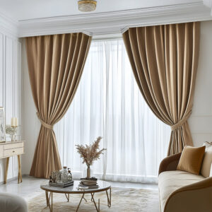 Draperie de Catifea Premium Blackout 100% Maro L2.15m/H2.60 cu Rejansa de 8 cm