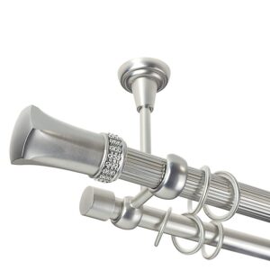 Pluton Crystal – set galerie metalica dubla, prindere tavan, teava striata Crom Mat 25/19 mm