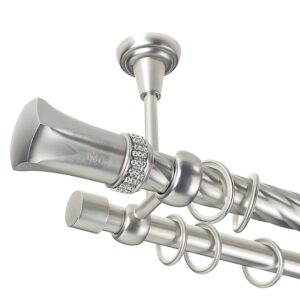 Pluton Crystal – set galerie metalica dubla, prindere tavan, teava Twister Crom Mat 25/19 mm