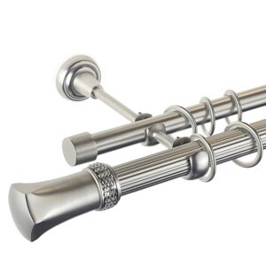 Pluton Crystal – set galerie metalica dubla, teava striata Crom Mat 25/19 mm