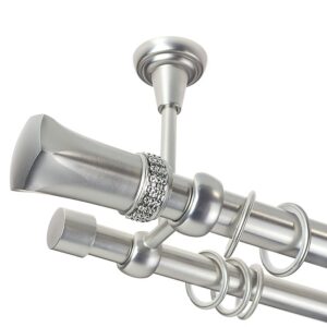 Pluton Crystal – set galerie metlalica dubla prindere tavan Crom Mat 25/19 mm