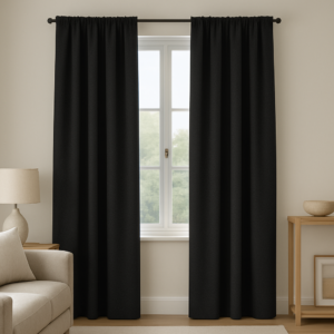 Draperie de Textura Groasa 80% Blackout Sankt Petersburg Negru