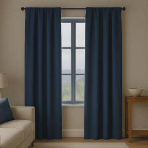 Draperie de Textura Groasa 80% Blackout Sankt Petersburg Albastru Inchis