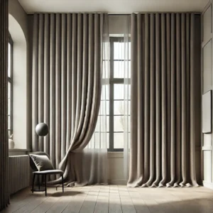 Draperie de Textura Groasa 80% Blackout Sankt Petersburg Cafea L2.55m/H2.75 m cu Rejansa Wave