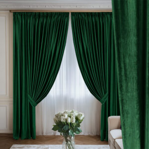 Draperie de Catifea Texturata Tokyo Blackout 80% Verde Smarald L1.40/H2.40 Rejansa 10 cm
