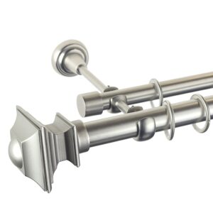 Verdi – set galerie metalica dubla Crom Mat, 25/19 mm