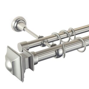 Verdi – set galerie metalica dubla , teava striata Crom Mat 25/19 mm