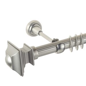 Verdi – set galerie metalica simpla, teava striata, Crom Mat  25 mm