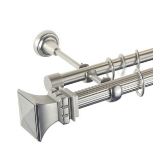 Verona – set galerie metalica dubla , teava striata, Crom Mat 25/19 mm