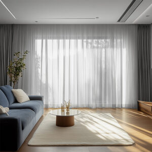 Perdea Voal Gri L2 m/H1.30m cu Rejansa de Bara