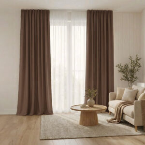 Draperie de Textura Groasa Yemen 80% Blackout Maro
