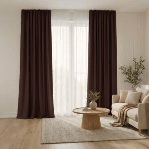 Draperie de Textura Groasa Yemen 80% Blackout Maro Inchis L4m/H2.45m cu Rejansa 6 cm