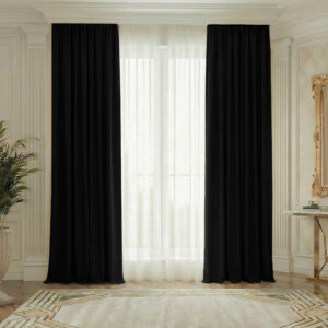 Draperie de Textura Groasa Yemen 80% Blackout Negru