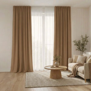 Draperie de Textura Groasa Yemen 80% Blackout Bej /Auriu