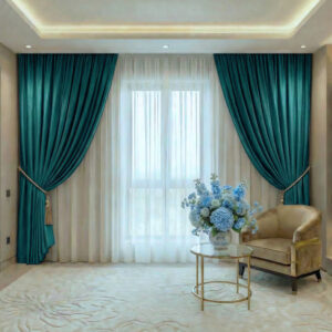 Draperie de Textura Groasa Yemen 80% Blackout Turcoaz Deschis