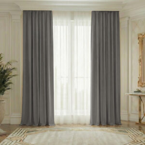 Draperie de Textura Groasa Yemen 80% Blackout Verde Cenusiu
