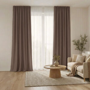 Draperie de Textura Groasa Yemen 80% Blackout Maro Ciocolatiu