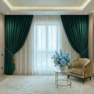 Draperie de Textura Groasa Yemen 80% Blackout Verde Smarald