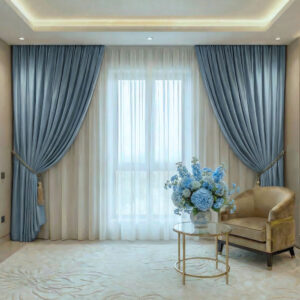 Draperie de Textura Groasa Yemen 80% Blackout Bleu