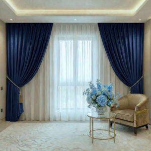 Draperie de Textura Groasa Yemen 80% Blackout Albastru