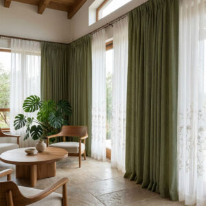 Draperie de Textura Groasa 90% Blackout Yildiz Verde Olive