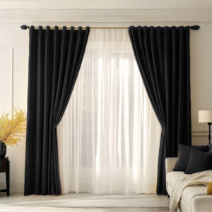 Draperie de Textura Groasa 90% Blackout Yildiz Negru